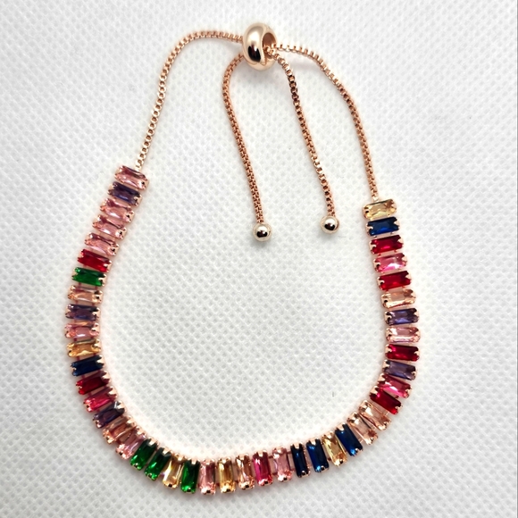 Zirconia Tennis Bracelet Rose Gold Chain - Picture 4 of 5